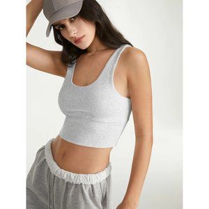 Womens Shirt Womens XS Brown Cropped Light Ribbed Sports Tank Top Racerback